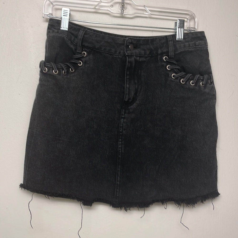 Black denim skirt